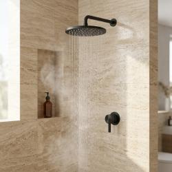 Aquanello Eterna Infälld Duschset Matt Svart med 30cm Regndusch ET-S-SET7-3-10